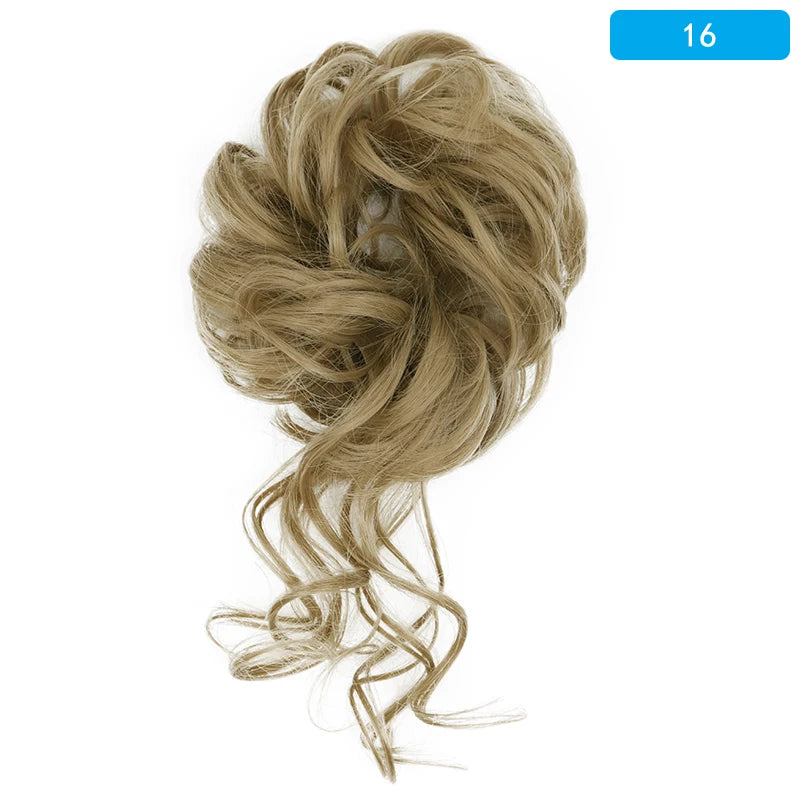 AZQUEEN Messy Bun Hair Extension Synthetic Elastic Band Curly Wave Chignon Scrunchies Donut Updo Hairpiece For Women