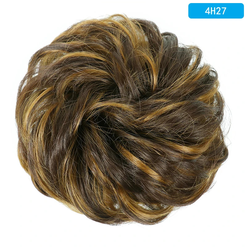 AZQUEEN Messy Bun Hair Extension Synthetic Elastic Band Curly Wave Chignon Scrunchies Donut Updo Hairpiece For Women