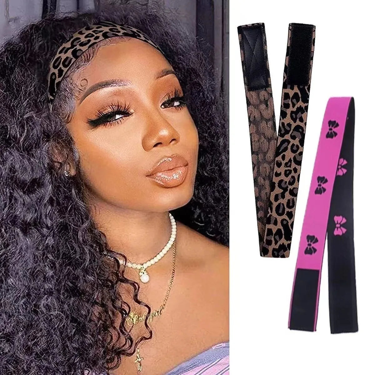 Wig Human Hair Wigs, 5 Piece Wig Band Lace Melting Band Adjustable Wig Elastic Bands Wigs in Place