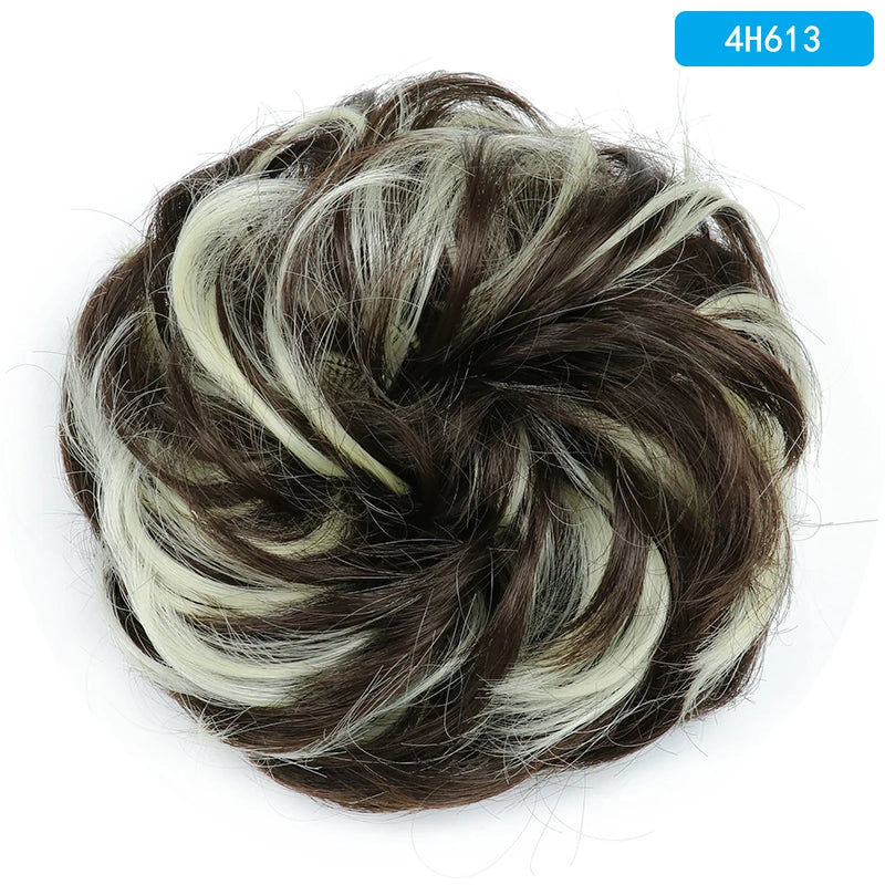AZQUEEN Messy Bun Hair Extension Synthetic Elastic Band Curly Wave Chignon Scrunchies Donut Updo Hairpiece For Women