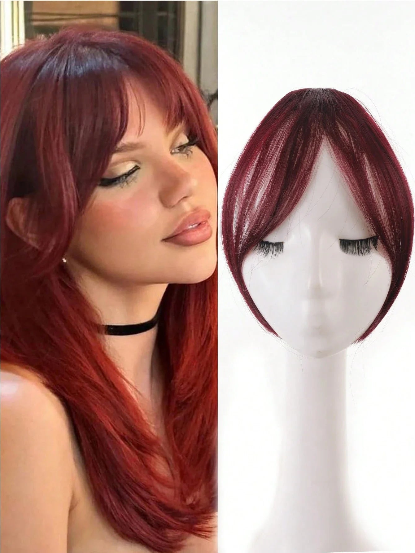 Synthesis Wig Middle-Part Bangs Hair Accessories and Extensions Clip In Forehead Natural Seamless French Oblique Bangs Eight-Character Bangs Hair Wigs within Hair Style