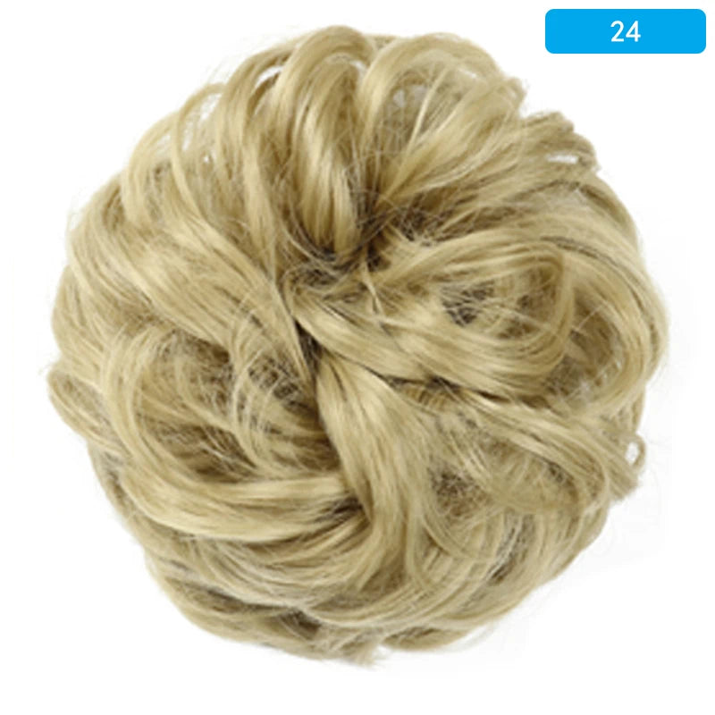 AZQUEEN Messy Bun Hair Extension Synthetic Elastic Band Curly Wave Chignon Scrunchies Donut Updo Hairpiece For Women