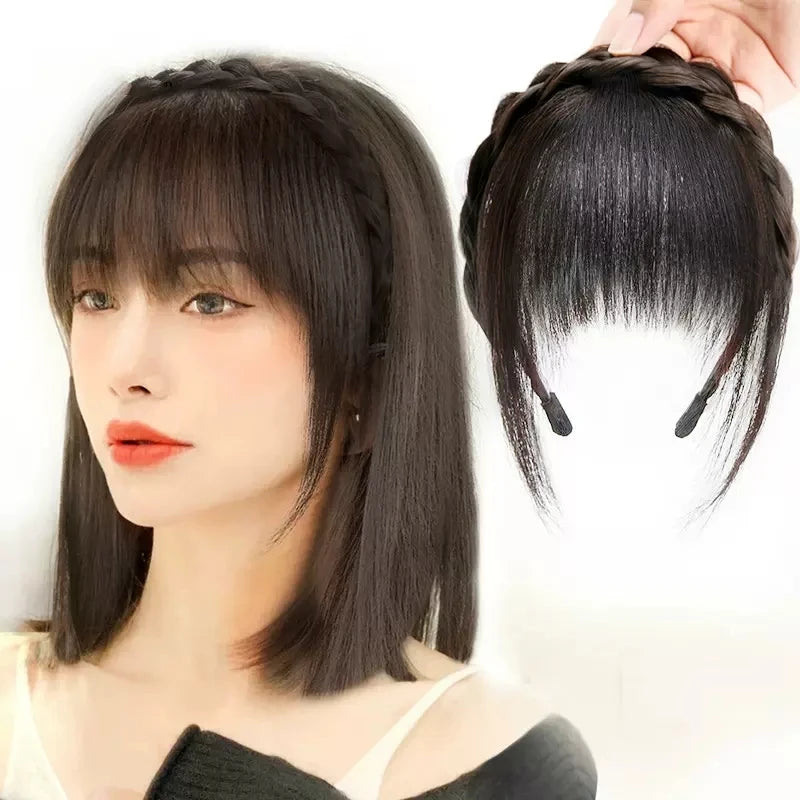 Wig Bangs Headband Synthetic Bangs Hair Extension and Accessories Fake Fringe Natural Hair Clip on Hairpieces for Women Invisible Natural Hair Wigs Clip