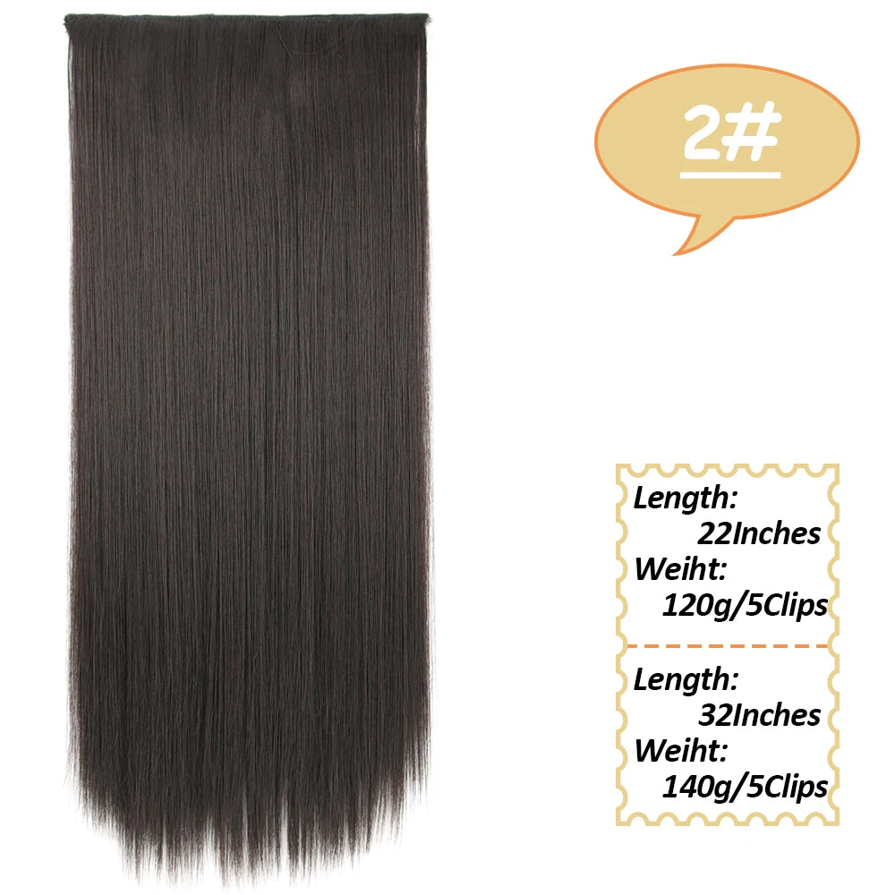NICESY Synthetic Long Wavy 5 Clips Hair Extensions 22Inch/32Inch Clip On Hair Extensions High Tempreture Fake For Women