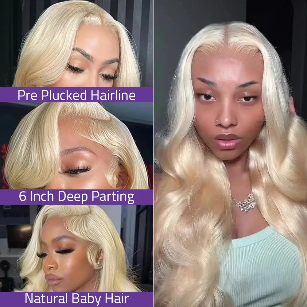 613 Body Wave 13x6 Hd Transparent Lace Frontal Wig Brazilian 100% Human Hair 13x4 Lace Front Pre-Plucked Hair Wigs 200% Density 36inch