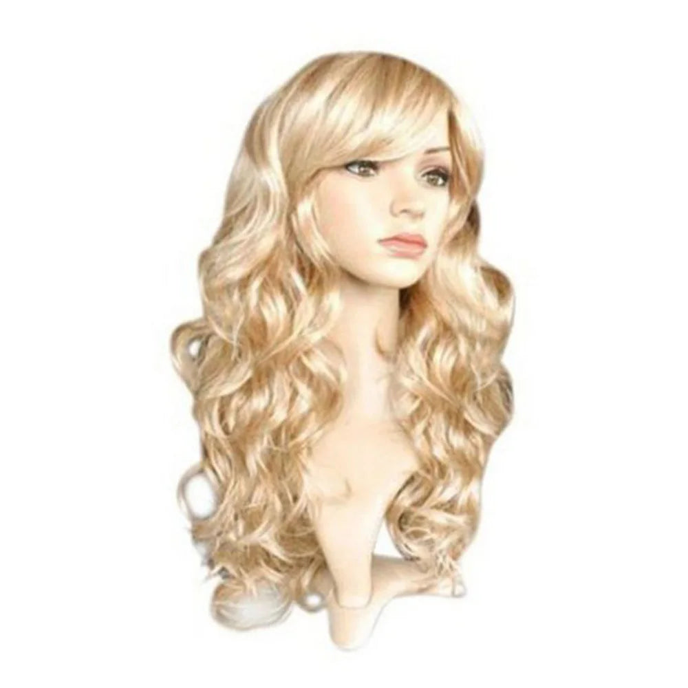 Long Curly Wig Women Ladies Party Natrual Blonde 65 Cm Synthetic Hair Wigs and Hair Style