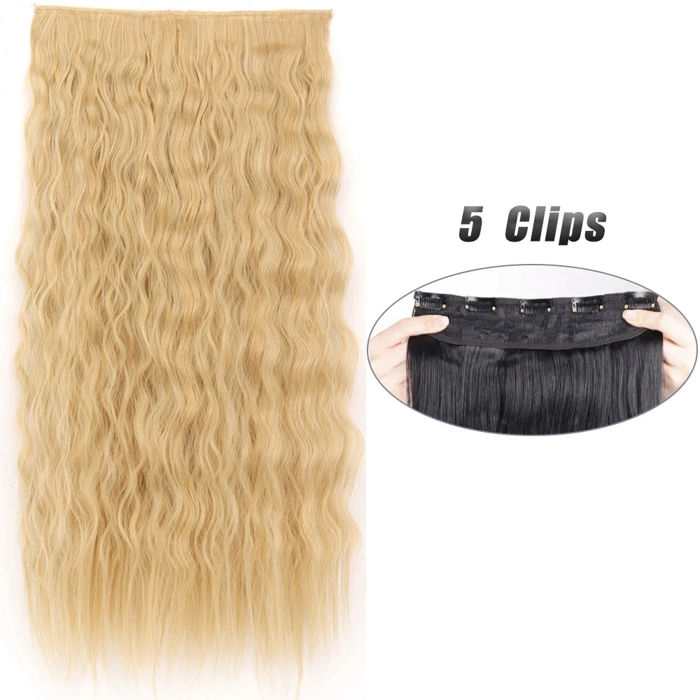 Synthetic Wig 5 Clip In Hair Accessories and Extensions Long Straight Wigs Hair Style Hairpiece Black Brown Blonde 80CM Natural Fake Hair For Women