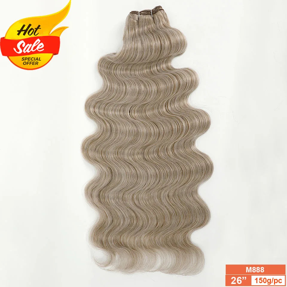 30Inches 200Grams Wig Magicae Rainbow Brown Brazilian Body Wave Bundles Colored Blond 27/613 Natural High Temperature Synthetic Hair Style Wigs