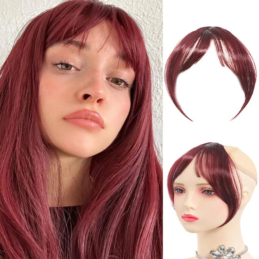 Eight Character French Bangs Wig Piece Female Synthetic BB Clip Fluffy Top Reissue Eight Character Bangs Thin Invisible Hairpins for Women Hair Wigs