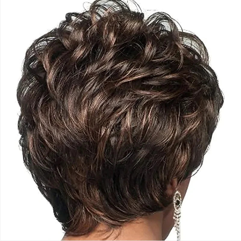 HAIRJOY Synthetic Hair Wigs Women Classic Short Wig Layers Curly Grey Wigs Hair Style for Women