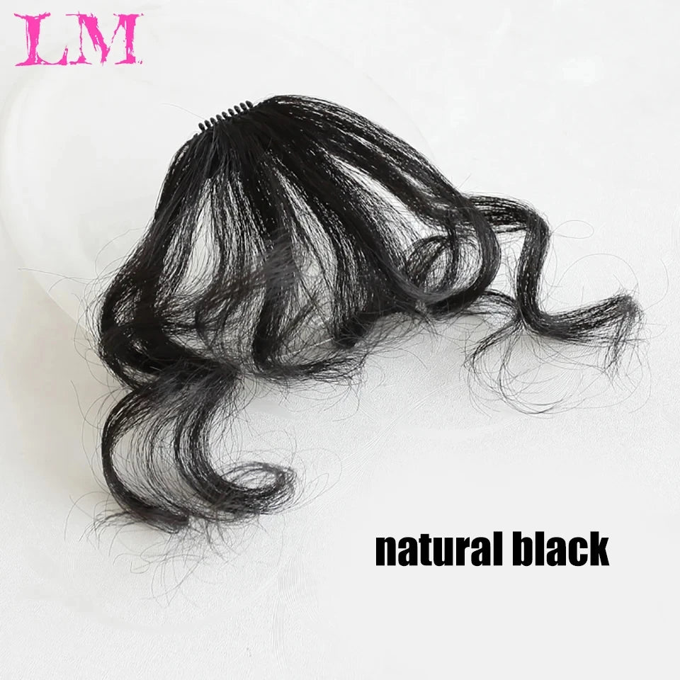 LM Curly Straight Hair Wigs Bangs Clip Natural Hair Style Black Dark Brown Light Brown Synthetic Heat-Resistant Fiber Suitable For Women Wig
