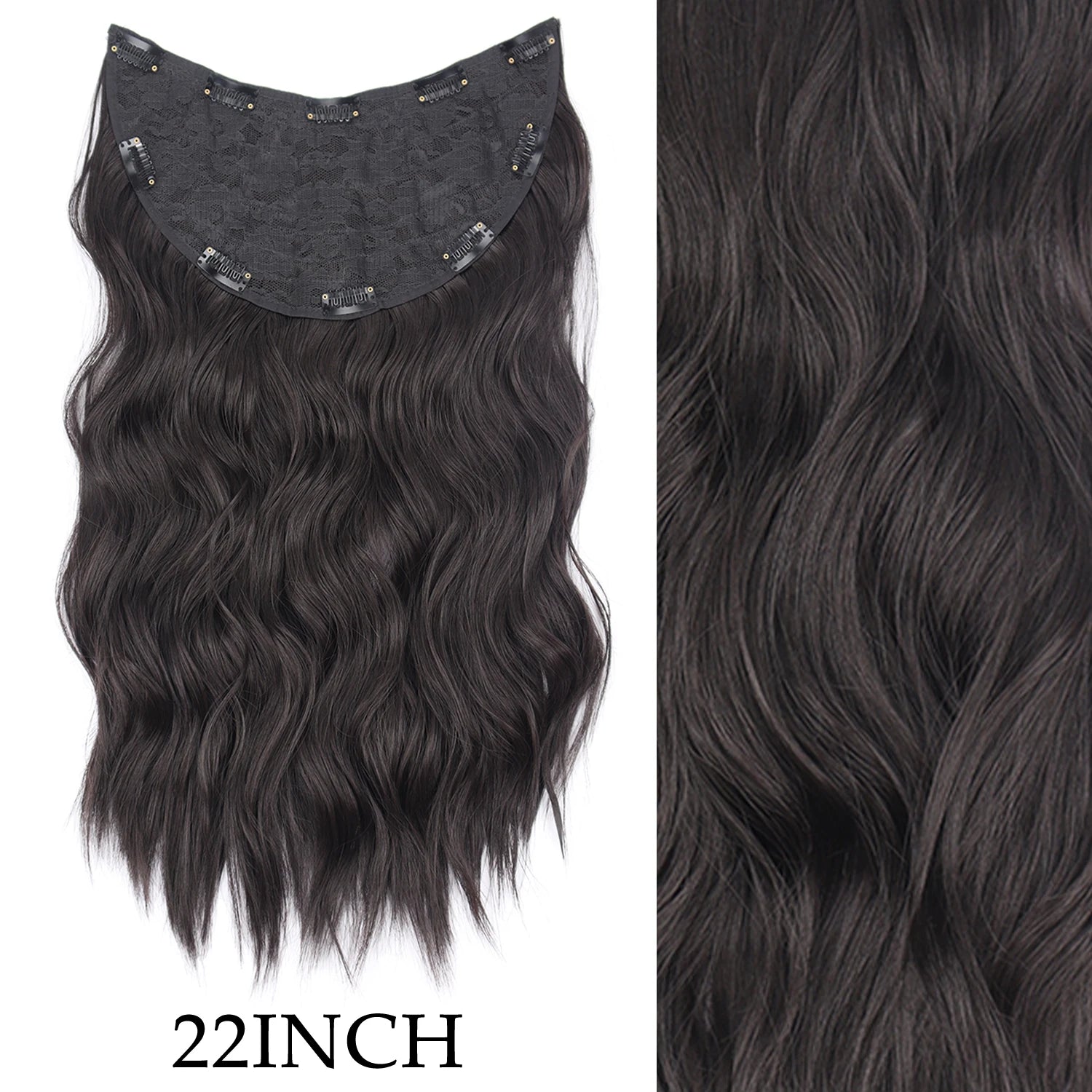 7Pcs/Set 16 Clips Wig Hair Accessories Extension Black Long Straight Natural Hair Wigs Ombre Hairpiece Heat Resistant Fiber For Women Hair Style