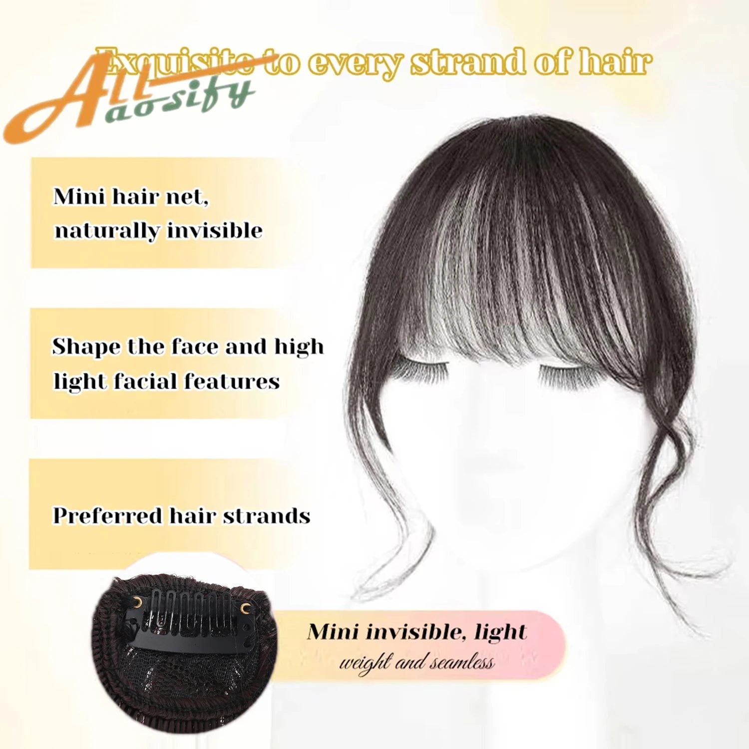 Synthetic Hair Wigs Clip In Double sideburns dragon whiskers bangs Invisible Front Fringes Clip in Wig Hair Style Air Fake Hair Bangs For Women