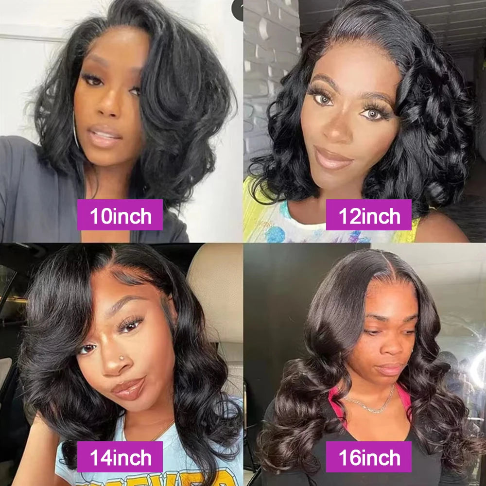 Wig Body Wave Short Bob 13x6 Transparent Lace Front Human Hair Wigs Glueless 7x5 13x4 HD Pre-plucked Lace Frontal Wig For Women 250%