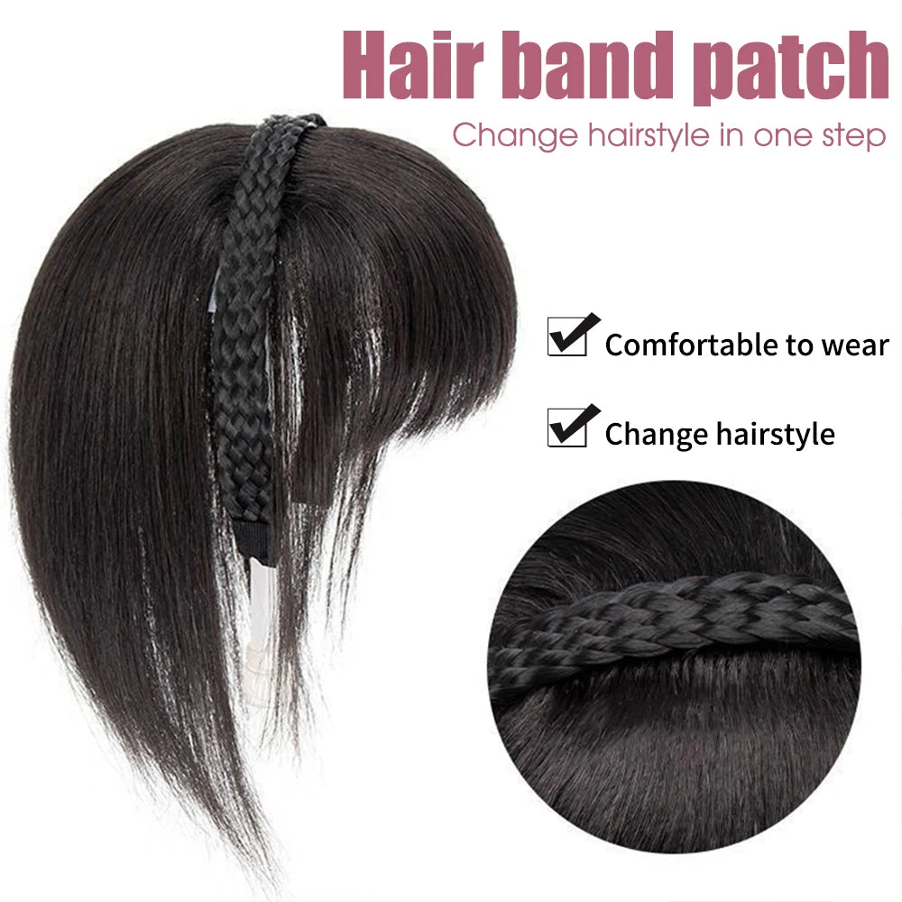 Wig Bangs Headband Synthetic Bangs Hair Extension and Accessories Fake Fringe Natural Hair Clip on Hairpieces for Women Invisible Natural Hair Wigs Clip