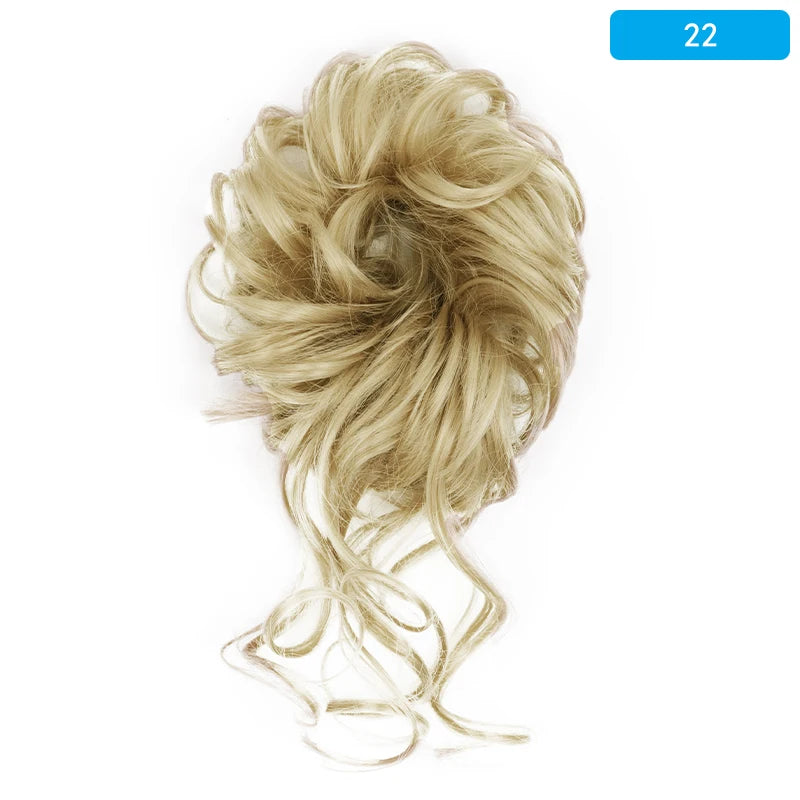 AZQUEEN Messy Bun Hair Extension Synthetic Elastic Band Curly Wave Chignon Scrunchies Donut Updo Hairpiece For Women