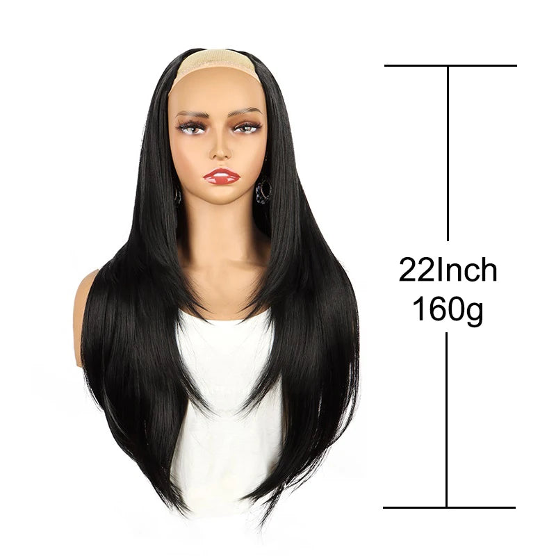 Wigs WIGSIN 22Inch Synthetic V-shaped Layered 4 Clips Long Straight Hair Extension and Accessories Fashion Invisible Hairpiece Wig for Women Daily Use