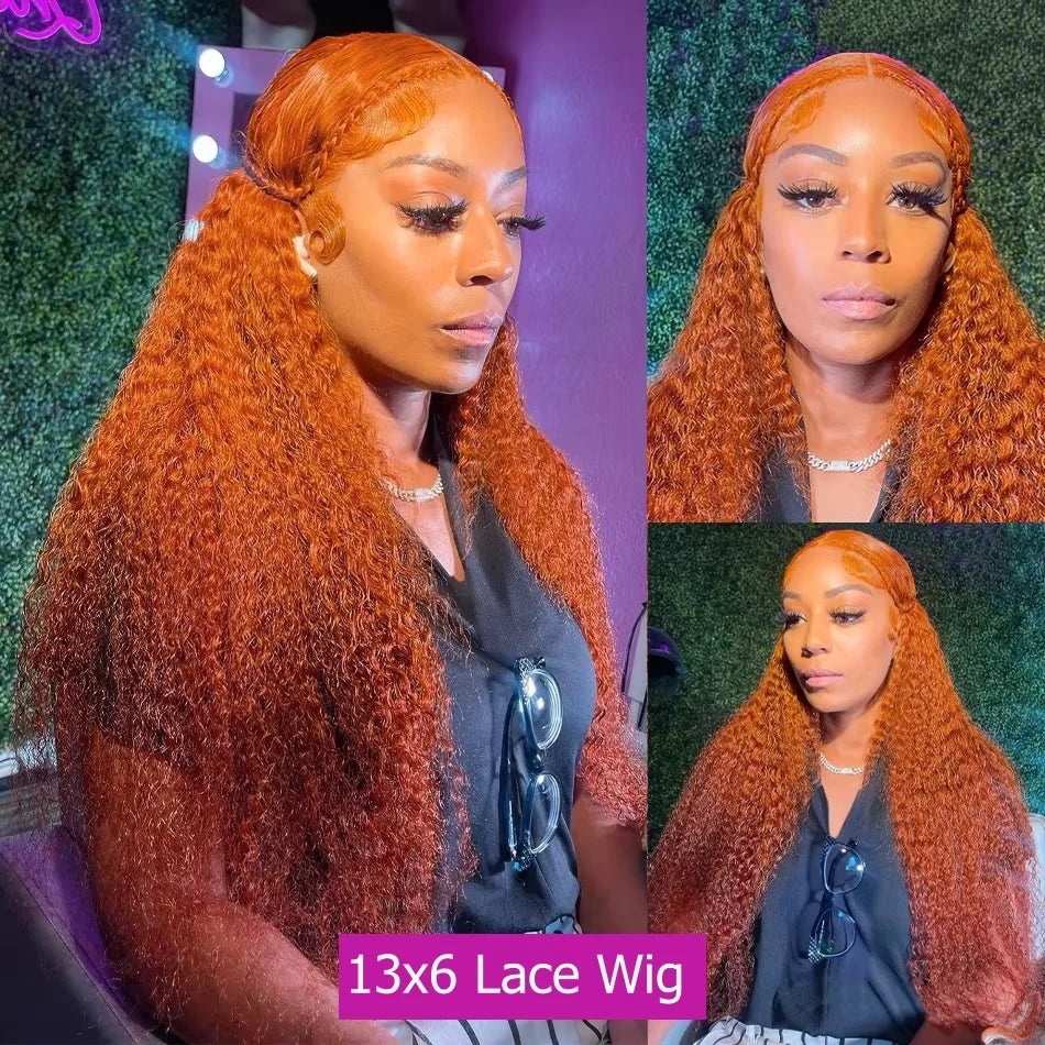 30 Inches Ginger Orange Deep Wave 13x6 HD Lace Frontal Wig Human Hair Curly Human Hair Wig 350 Colored 13x4 Lace Front Wigs