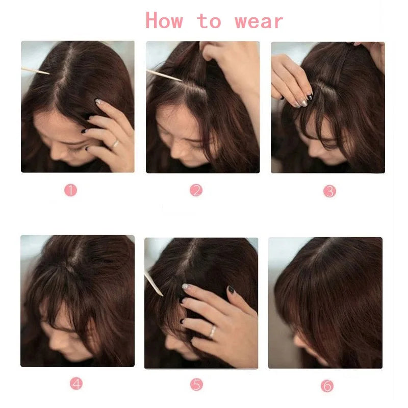 Synthetic Fake Invisible Air Bangs Wig Hair Accessories and Extension Front Fringes Hairpiece Black Brown Wigs Hair Accessories and Extension for Women