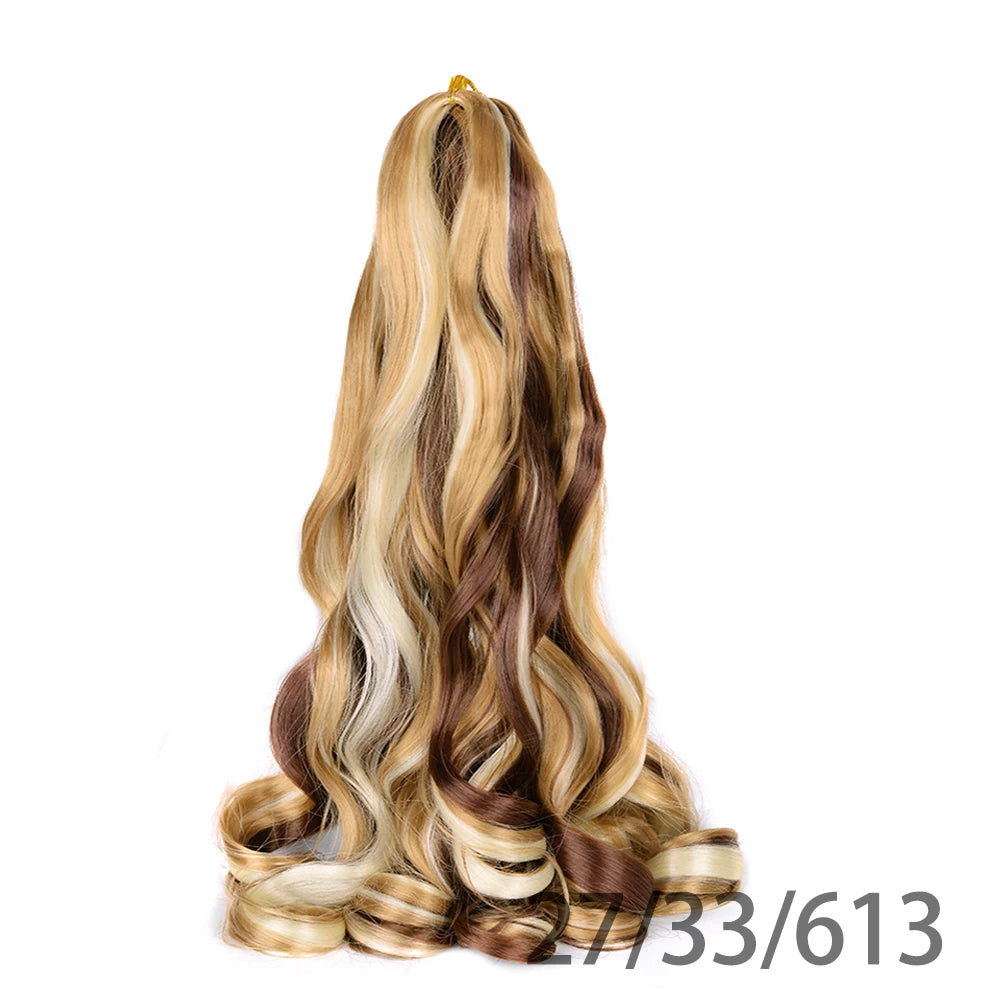 French Curly Braiding Hair Wigs Pre Stretched Bouncy Braiding Wig Hair Easy Braid Curl Braids, Lightweight Synthetic Wavy Hair Accessories and Extensions for Women
