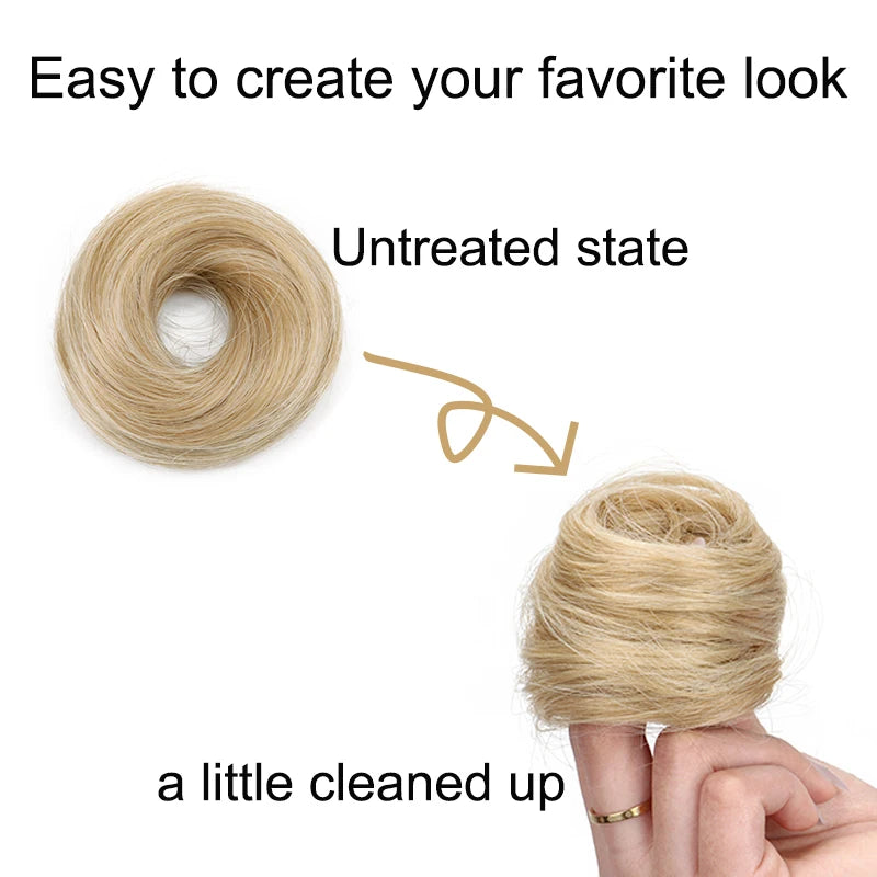 WIGSIN Synthetic Messy Dount Hair Wigs Buns Updo Chignon With Elastic Hair Extension and Accessories for Women Daily Lazy Wigs Hair Accessories