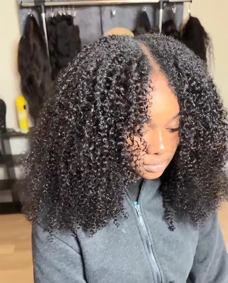 250% V Part Wig Human Hair No Leave Out Full Machine Made Afro Kinky Curly Human Hair Wigs For Women 100% Quality High Density