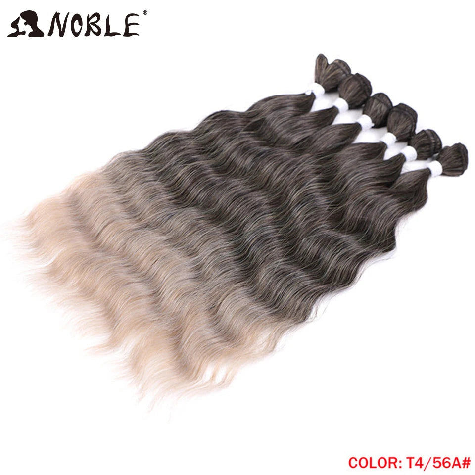 Noble Hair Wigs Water Wave Hair Bundles Synthetic Hair Extensions and Accessories Ombre Blonde Hair Weave Bundles 6Pcs/Pack 20 Inch Wig Hair Extensions