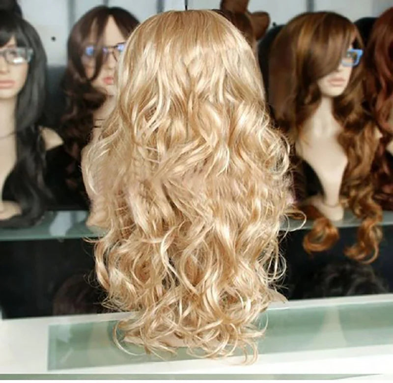 Long Curly Wig Women Ladies Party Natrual Blonde 65 Cm Synthetic Hair Wigs and Hair Style