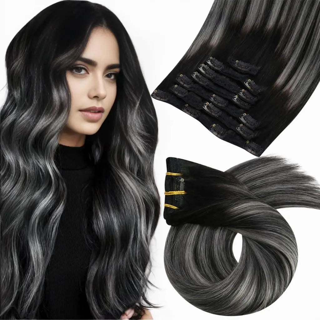 [Hot Sale] Moresoo Clip in Wigs Hair Extensions Real Natural Hair Remy Straight Wig Set 5&7 Pcs Brazilian Clip in Human Hair Extensions and Accessories