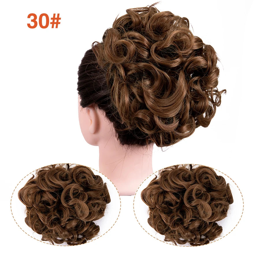Leeons Syntheic Chignon Hair Wigs piece Curly Bun Hair Extensions and Accessories Scrunchie Updo Hair Pieces Combs In Messy Bun Hair Piece For Women Wig