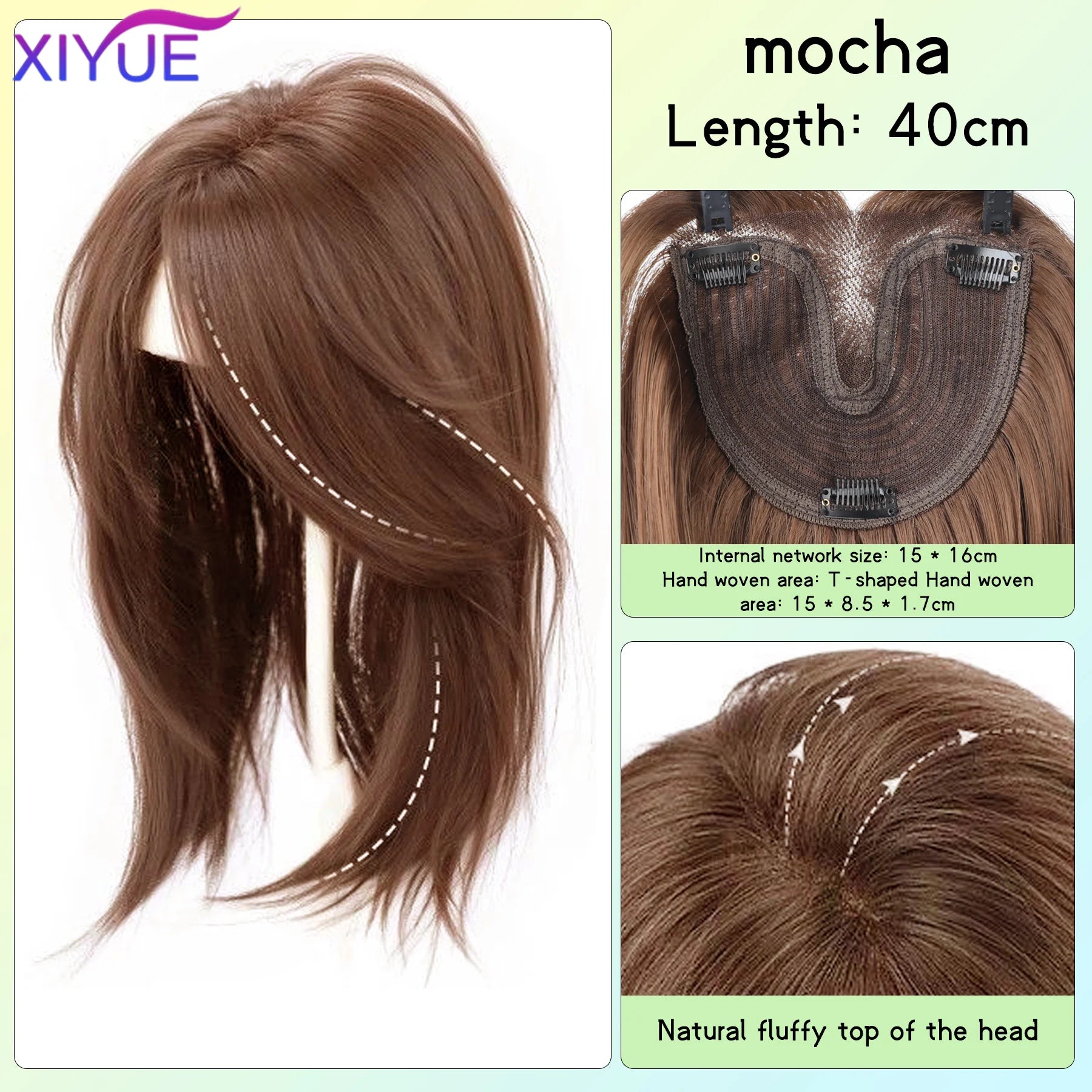 Synthetic Long Straight Layered Wigs Hair Clip in Hair Extensions and Accessories Natural Fluffy Head Top Fake Hair Piece with Bang Clip for Women Wig Daily Use