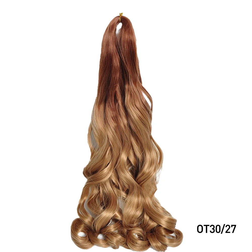 French Curly Braiding Hair Wigs Pre Stretched Bouncy Braiding Wig Hair Easy Braid Curl Braids, Lightweight Synthetic Wavy Hair Accessories and Extensions for Women