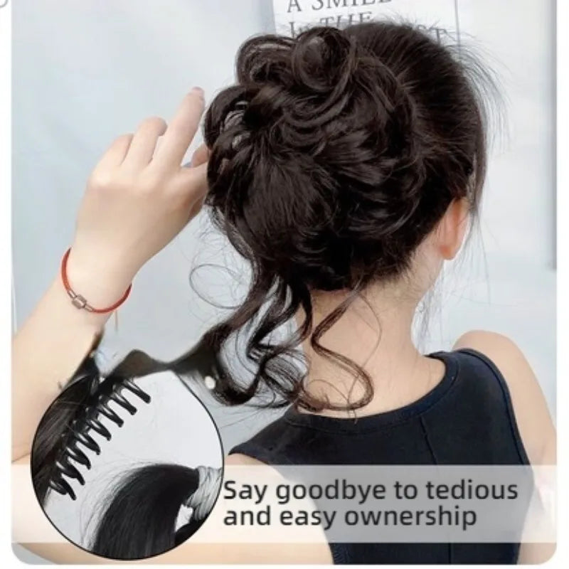 WIGSIN Synthetic Messy Bun Wig Extension and Accessories Claw Clip in Hair Wigs Piece Hair Buns Short Curly Hair for Women Daily Use