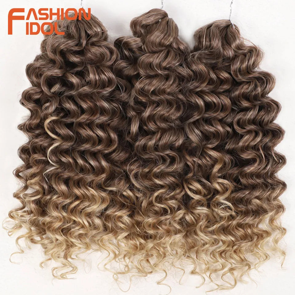 FASHION IDOL 300g 3pcs Wig Passion Twist Braiding Hair Wigs Synthetic 12 Inch Crochet Hair Ombre Blonde Afro Kinky Curly Hair Extensions and Accessories