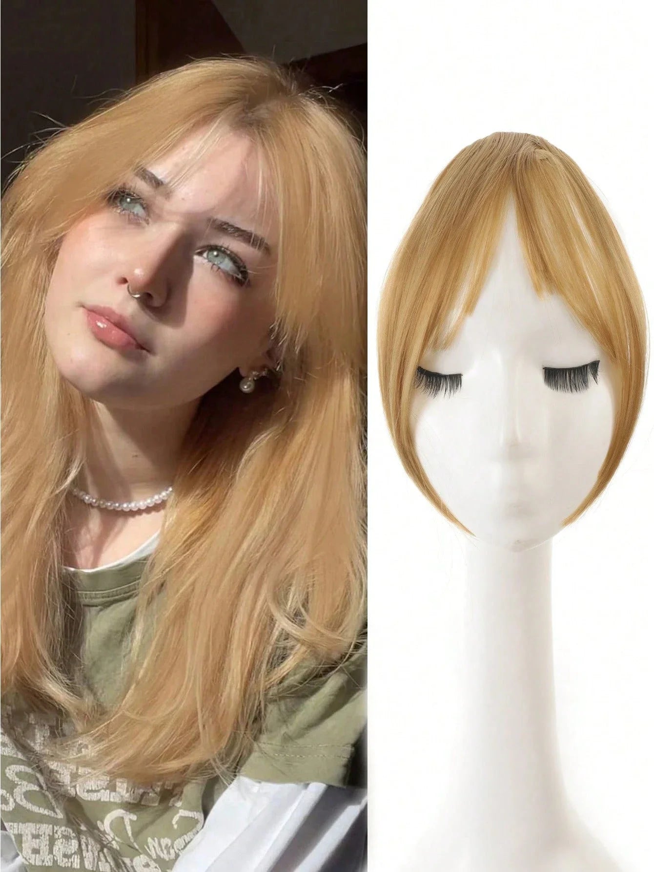 Synthesis Wig Middle-Part Bangs Hair Accessories and Extensions Clip In Forehead Natural Seamless French Oblique Bangs Eight-Character Bangs Hair Wigs within Hair Style