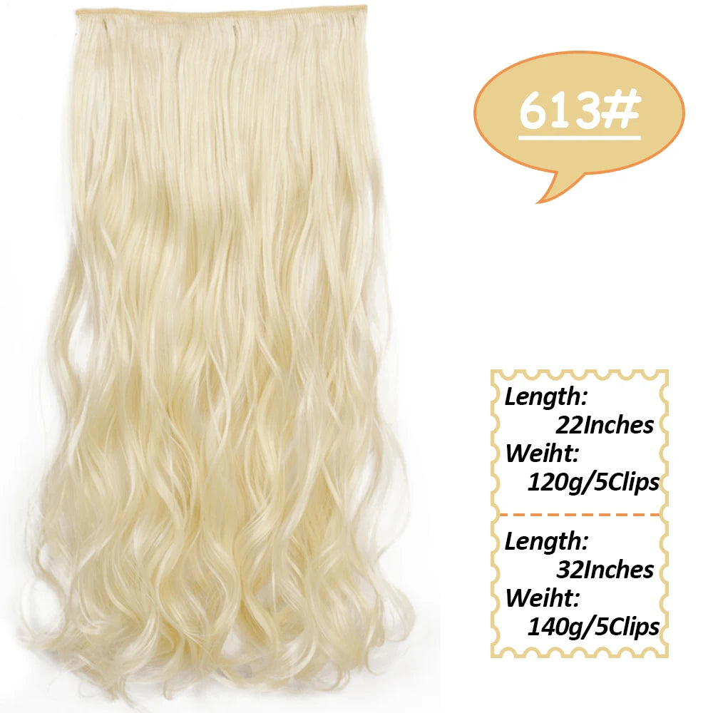 NICESY Synthetic Long Wavy 5 Clips Hair Extensions 22Inch/32Inch Clip On Hair Extensions High Tempreture Fake For Women