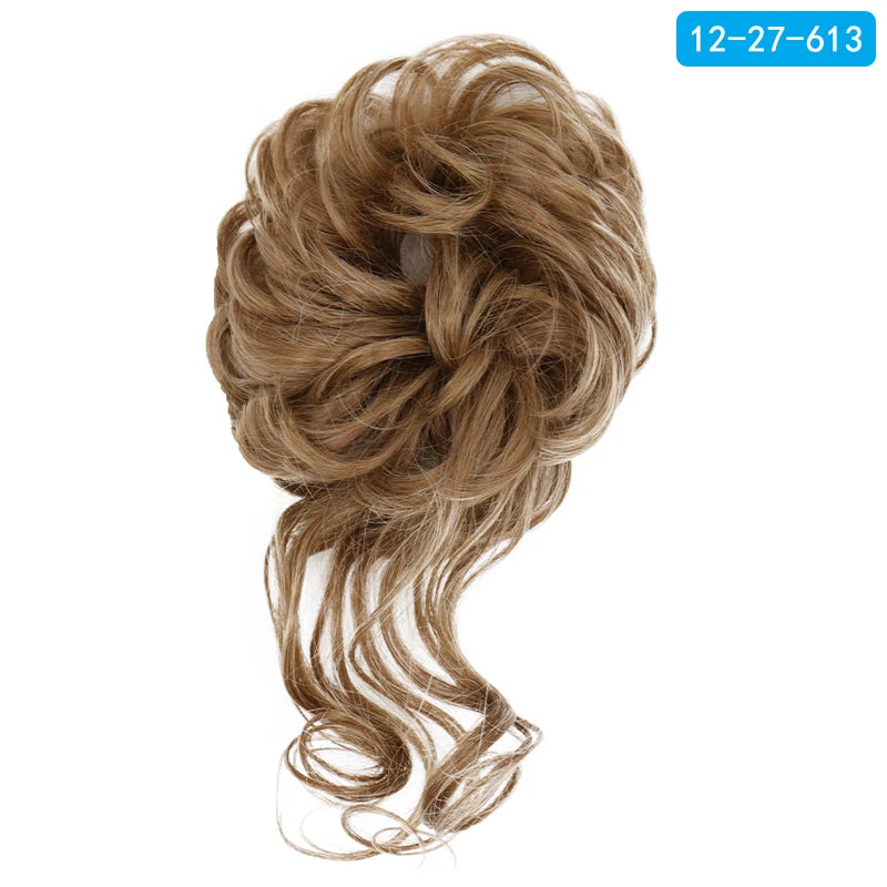 AZQUEEN Messy Bun Hair Extension Synthetic Elastic Band Curly Wave Chignon Scrunchies Donut Updo Hairpiece For Women