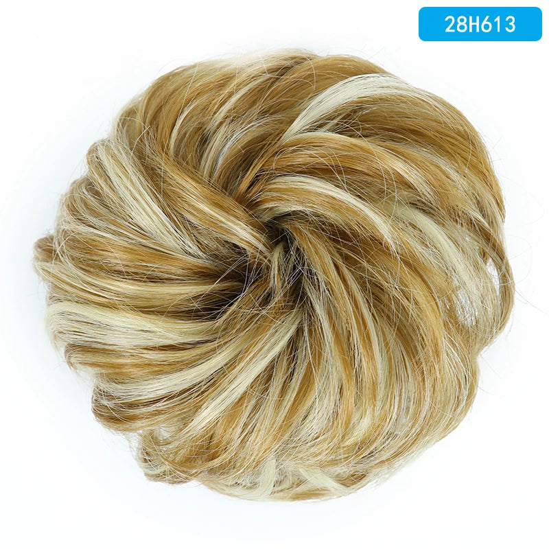 AZQUEEN Messy Bun Hair Extension Synthetic Elastic Band Curly Wave Chignon Scrunchies Donut Updo Hairpiece For Women