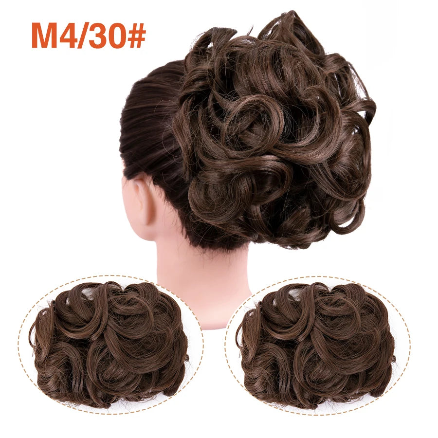 Leeons Syntheic Chignon Hair Wigs piece Curly Bun Hair Extensions and Accessories Scrunchie Updo Hair Pieces Combs In Messy Bun Hair Piece For Women Wig