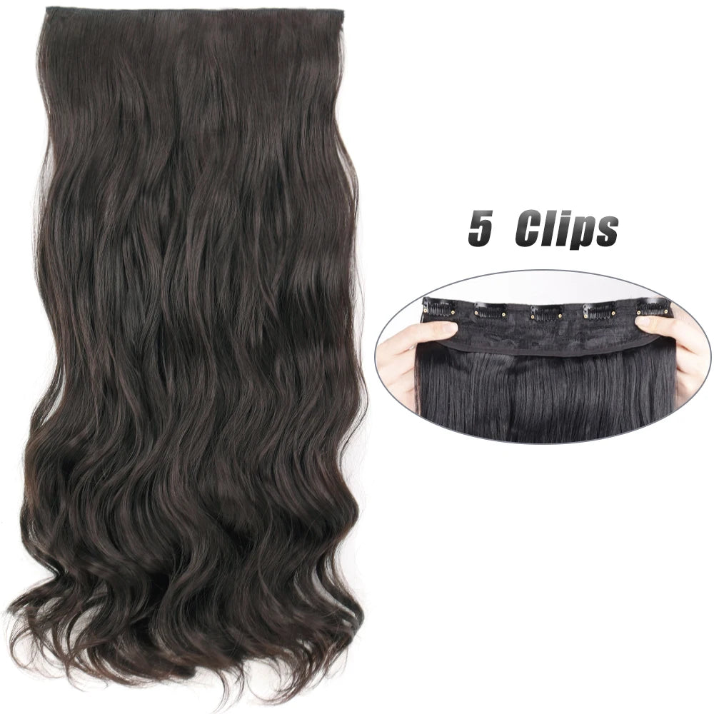 Synthetic Wig 5 Clip In Hair Accessories and Extensions Long Straight Wigs Hair Style Hairpiece Black Brown Blonde 80CM Natural Fake Hair For Women