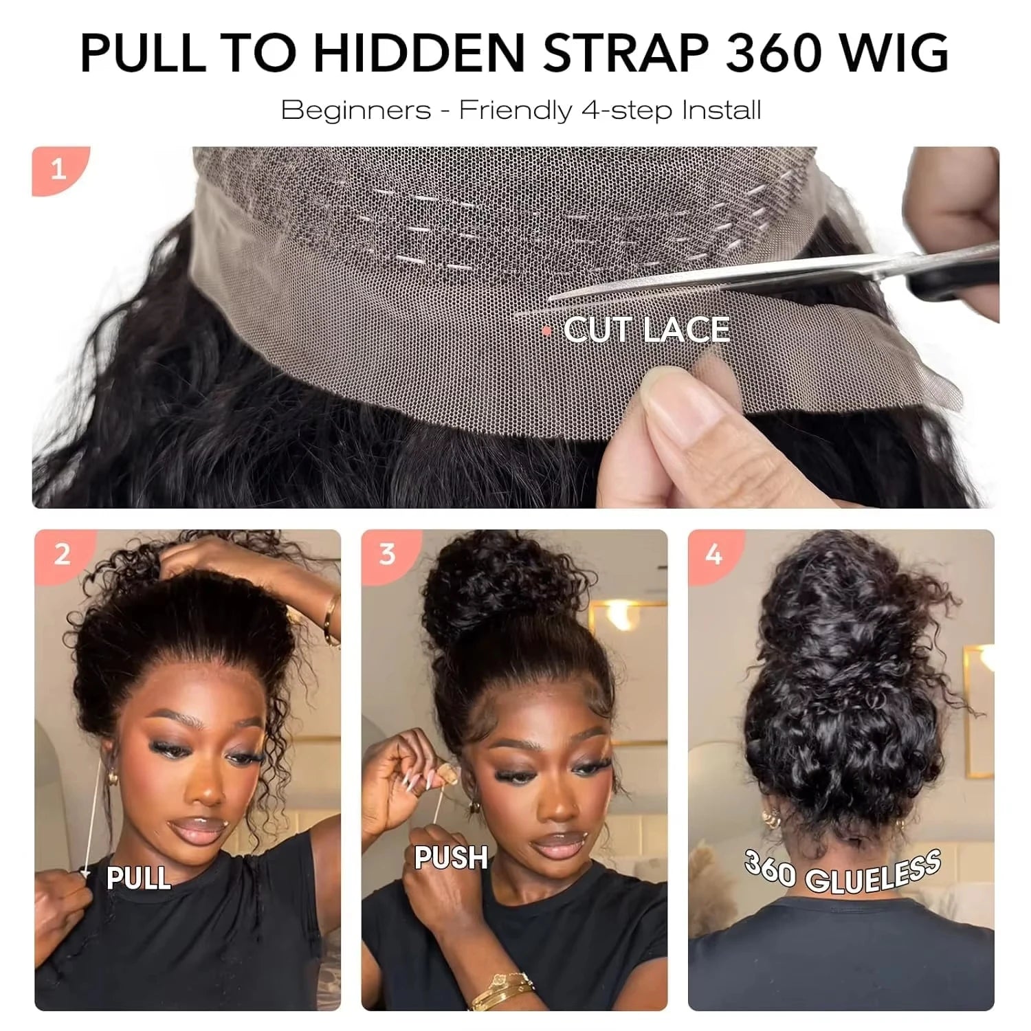 Nexora Curly Wigs 1b Black Wig Water Wave 360 human hair full lace wig Deep Wave Inviscid Strap Glueless Lace Wigs Bleached Knotted