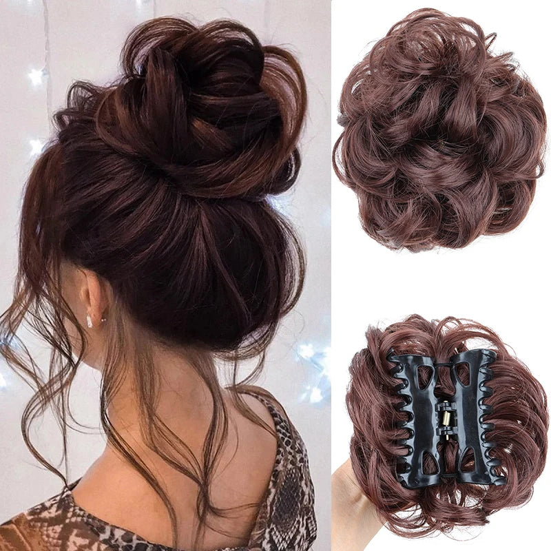 Synthetic Messy Wigs Bun Hair Chignon Updo Claw Clip Hair Extension and Accessories Short Curly Wavy Black Blonde Hairpiece for Women of Hair Wig