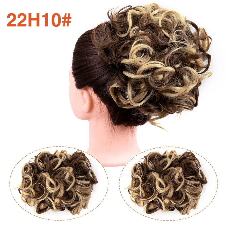 Leeons Syntheic Chignon Hair Wigs piece Curly Bun Hair Extensions and Accessories Scrunchie Updo Hair Pieces Combs In Messy Bun Hair Piece For Women Wig