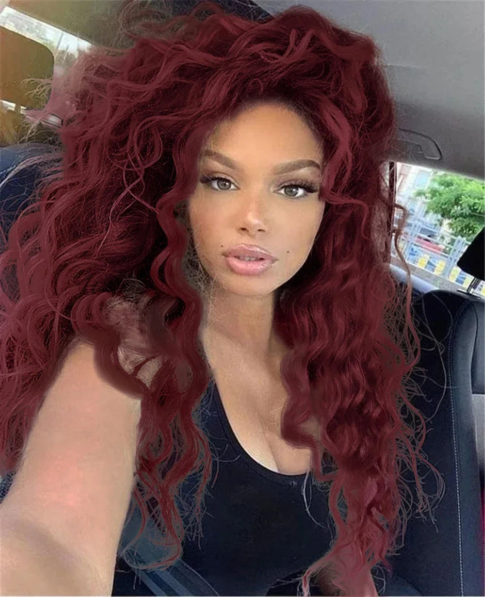 Womens Wig Long Synthetic Hair Ombre Blonde Curly Hair Wigs Female Natural Wavy Drag Queen Regular Wig 80s Gradient Hair Style Wigs for Student