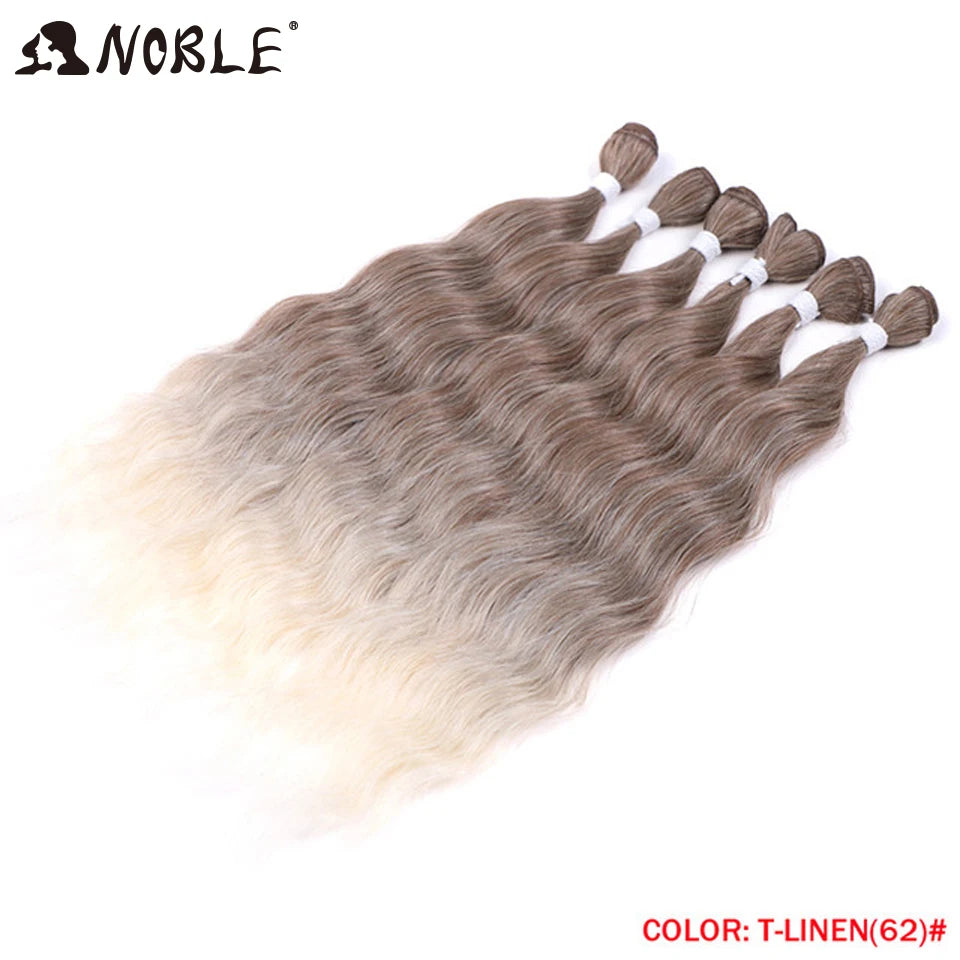 Noble Hair Wigs Water Wave Hair Bundles Synthetic Hair Extensions and Accessories Ombre Blonde Hair Weave Bundles 6Pcs/Pack 20 Inch Wig Hair Extensions