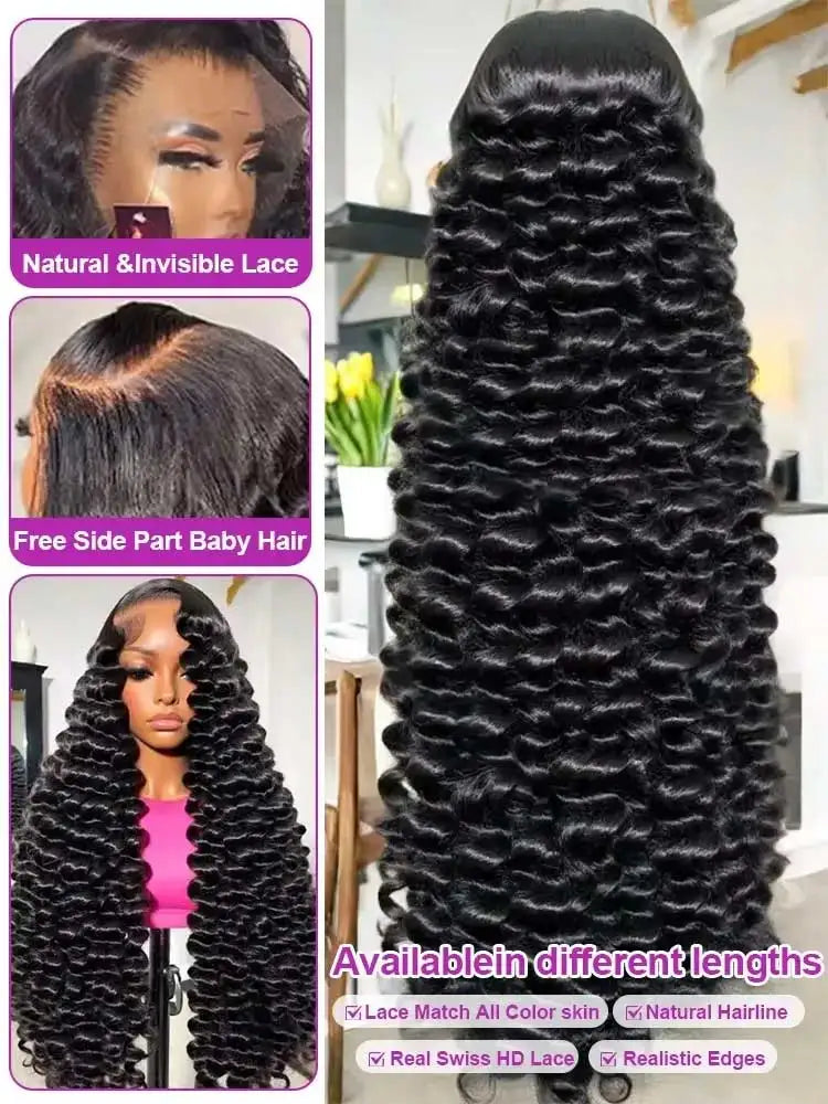13x6 Wig HD Lace Loose Deep Wave Frontal Hair Style Wigs 40 42 Inch Deep Curly Lace Front Human Hair Wigs Preplucked Glueless Wig Human Hair