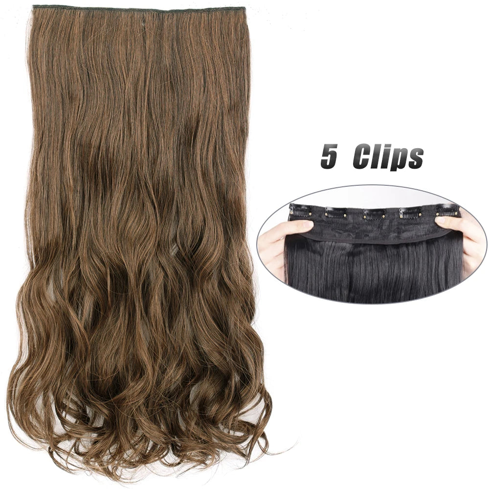Synthetic Wig 5 Clip In Hair Accessories and Extensions Long Straight Wigs Hair Style Hairpiece Black Brown Blonde 80CM Natural Fake Hair For Women