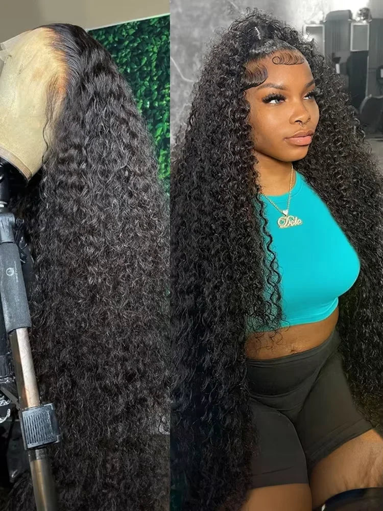 Nexora Curly Wigs 1b Black Wig Water Wave 360 human hair full lace wig Deep Wave Inviscid Strap Glueless Lace Wigs Bleached Knotted