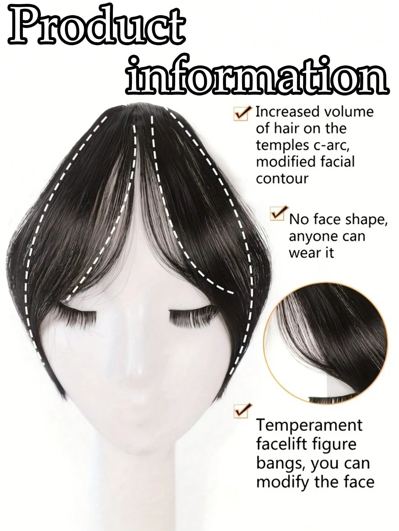 Synthesis Wig Middle-Part Bangs Hair Accessories and Extensions Clip In Forehead Natural Seamless French Oblique Bangs Eight-Character Bangs Hair Wigs within Hair Style