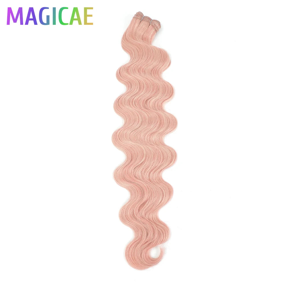 30Inches 200Grams Wig Magicae Rainbow Brown Brazilian Body Wave Bundles Colored Blond 27/613 Natural High Temperature Synthetic Hair Style Wigs